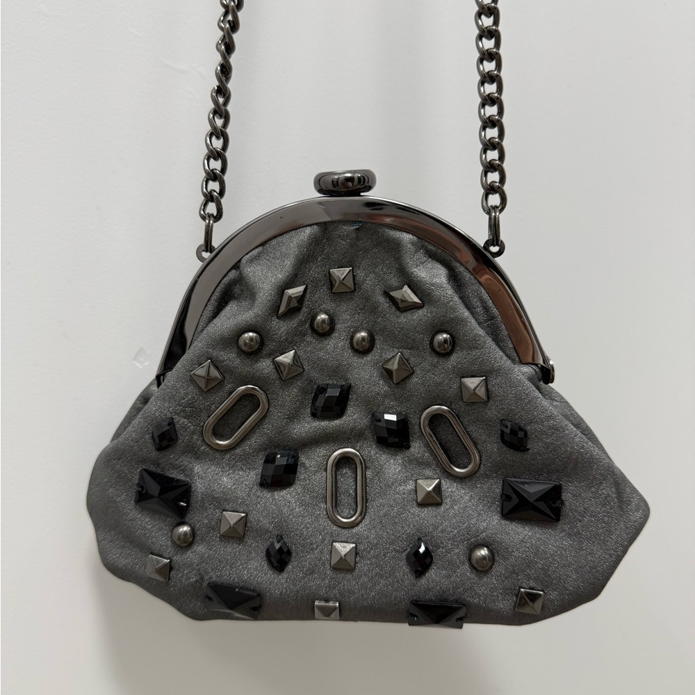 Nine West Gray Beaded Elegant Clutch